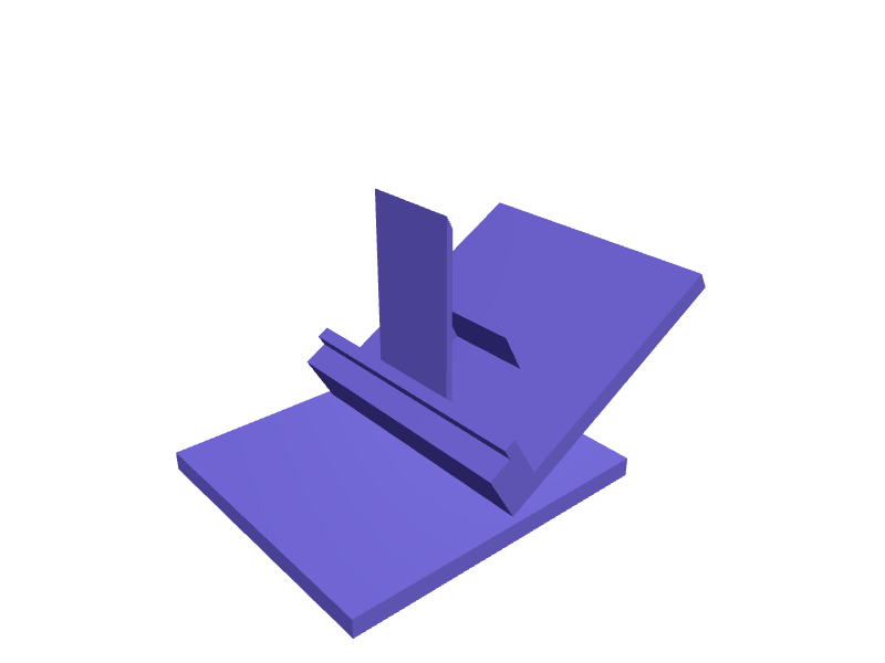 Angled desk phone stand with cable slot, 3D printable part