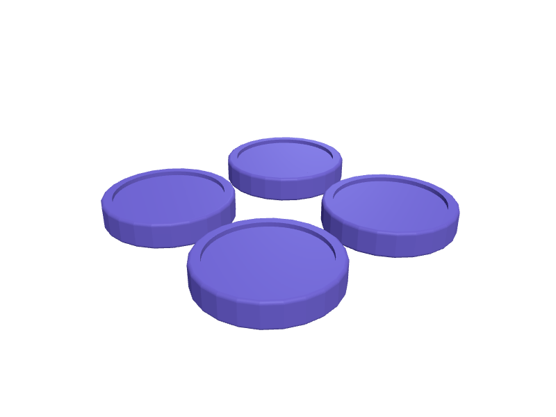 Bench-cookie set 60 mm non-slip, 3D printable part