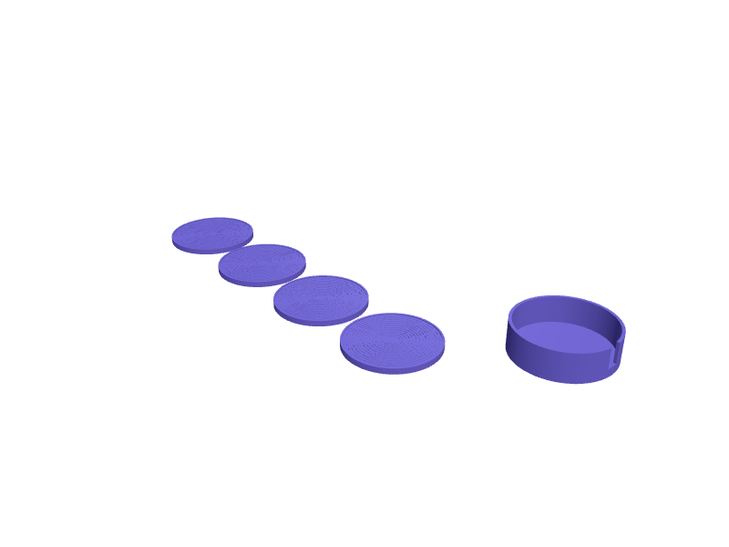 Textured coaster set with holder, 3D printable part