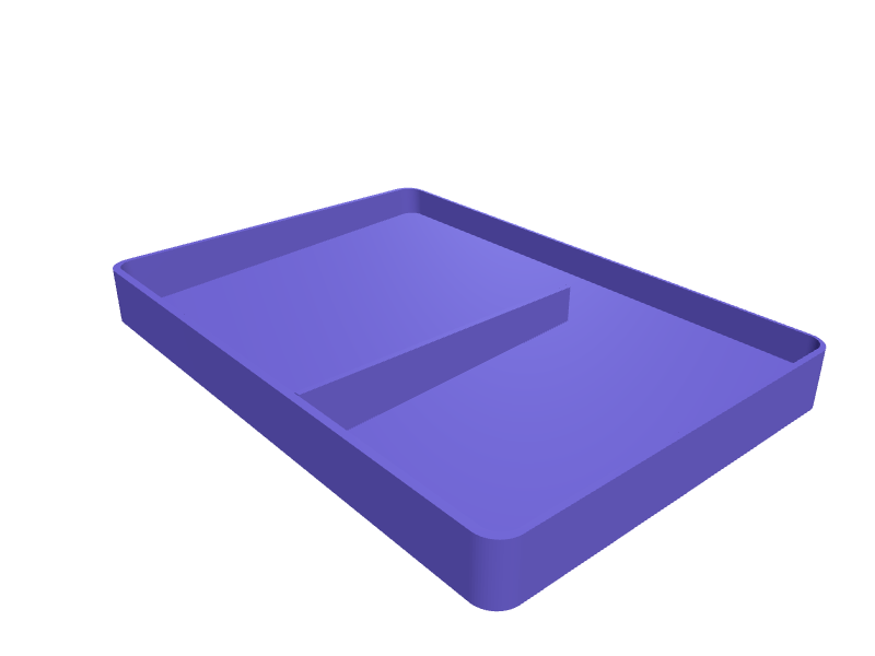 Entryway catch-all tray for keys and wallet, 3D printable part