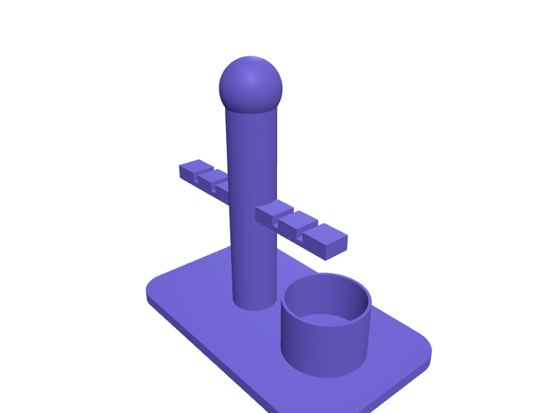Hair tie and claw clip organizer stand, 3D printable part