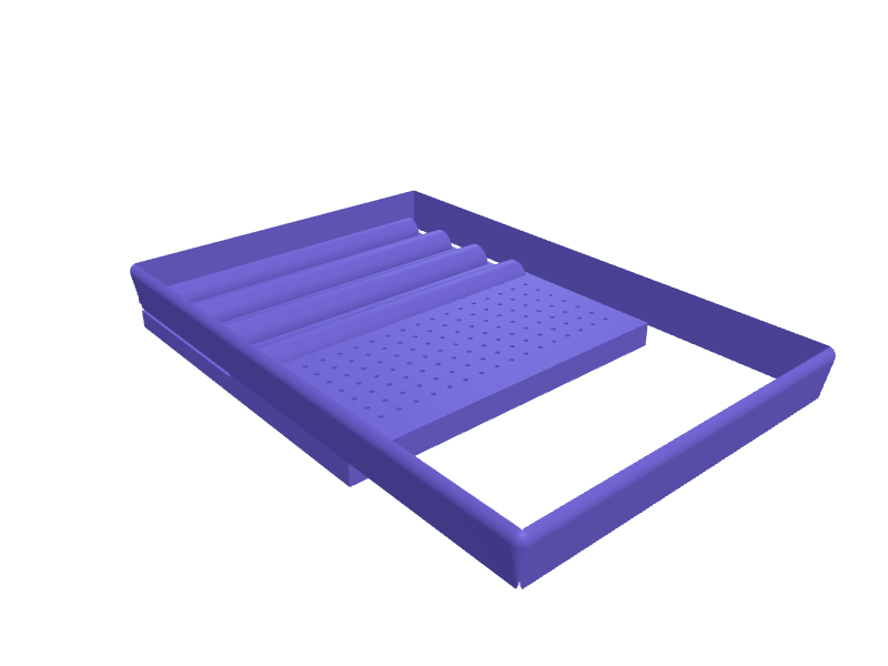 Jewelry tray with ring bars and earring holes, 3D printable part
