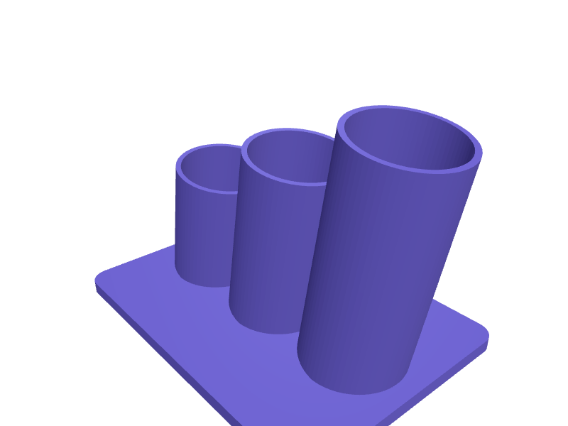 Pen cup with sloped compartments, 3D printable part