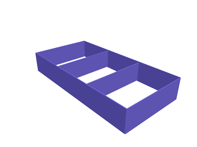 Stackable drawer organizer tray with dividers, 3D printable part
