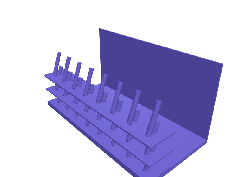 Tiered thread spool rack for sewing table, 3D printable part