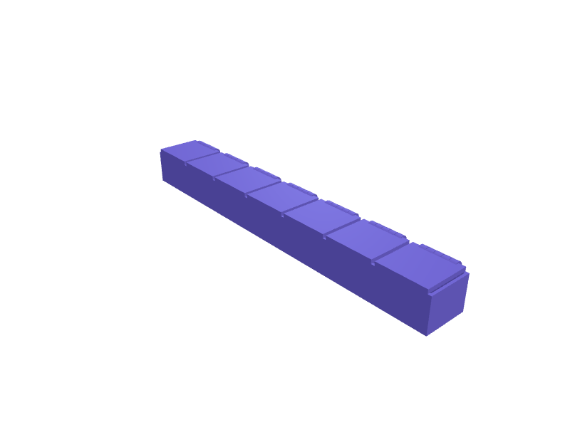 Weekly pill organizer with hinged lids, 3D printable part