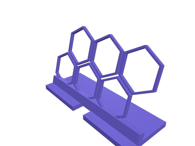 WLED hex-panel stand for six cells, 3D printable part