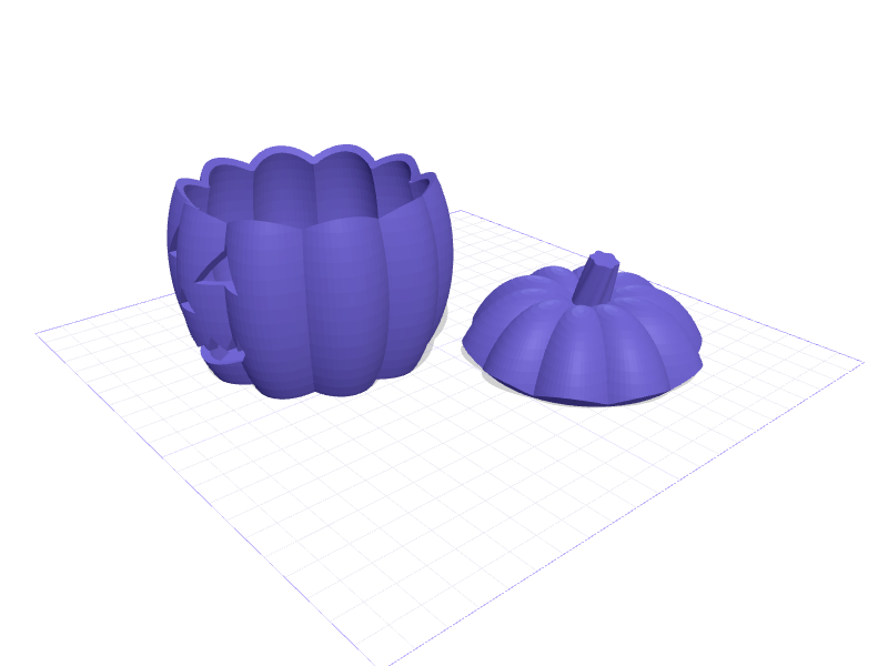 Jack-o'-lantern with lid for Halloween, 3D printable model preview