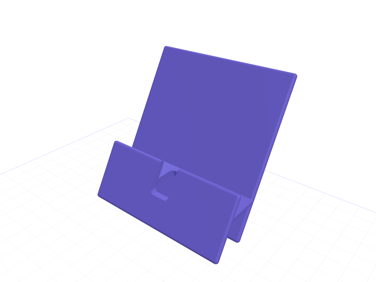 Angled phone stand with cable slot, 3D printable model