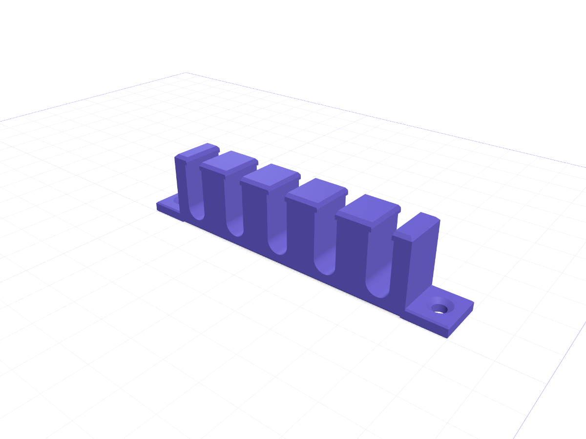 Cable clip strip, 5 slots, 3D printable model