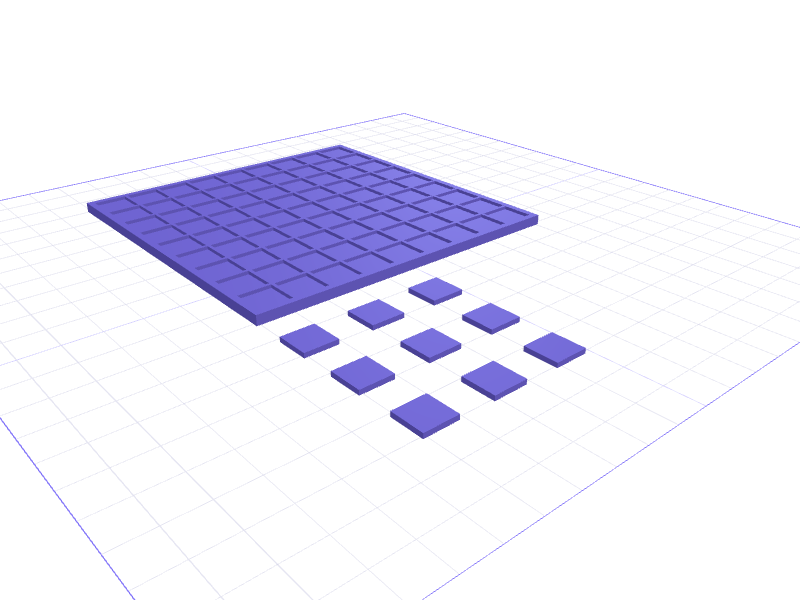 9x9 Sudokubrett mit Steinen / 9x9 Sudokuboard with tiles, 3D printable model preview