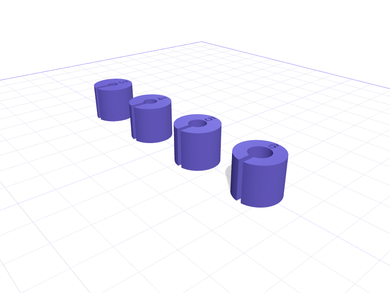 Drill Depth Stop Collar Set 3, 4, 5 & 6 mm, 3D printable model