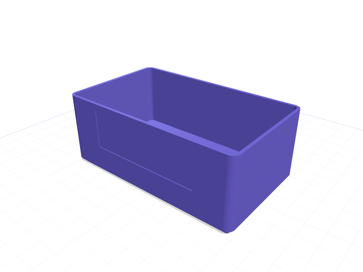 Stackable small-parts bin, 3D printable model preview